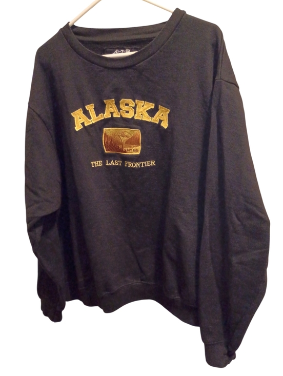 Alaska Outpost Sweaters - Alaska Outpost Women's 2XL Black Gold The Last Frontier Sweatshirt Embroidered